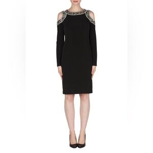 Joseph Ribkoff NEW Black Embellished Cold Shoulder Dress BNWT